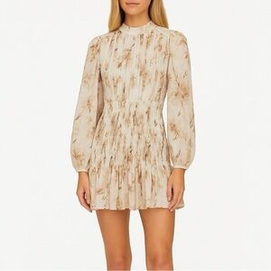 HOUSE OF HARLOW 1960 Smocked Floral Long Sleeve Mini Dress